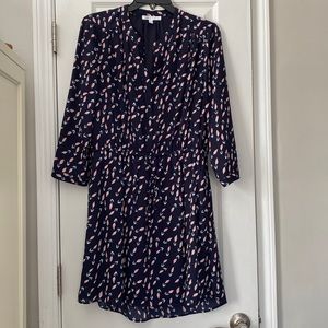 Navy Floral Long Sleeve Dress